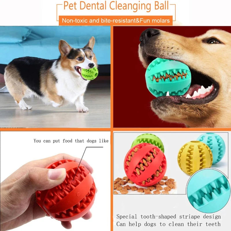 Dog Toy Ball Interactive Rubber Balls Puppy Chewing Toys Pet Tooth Cleaning Ball Cats Pets Food Treat Feeder Silicone Balls Toy