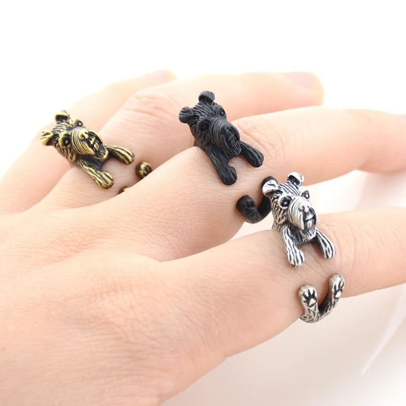 Vintage Men Cute Dog Couple Rings For Women