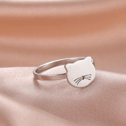 Smile Cat Ring Stainless Finger Ring.