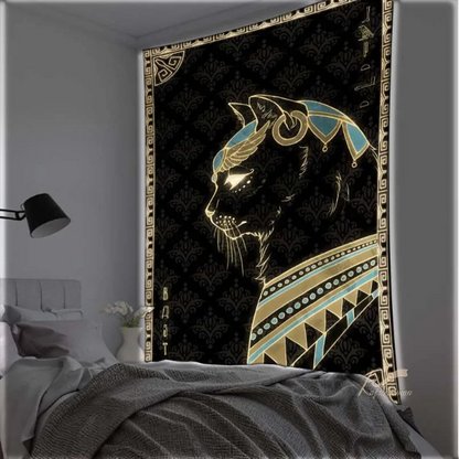 Egyptian God Themed Tapestry Cat Wall Hanging