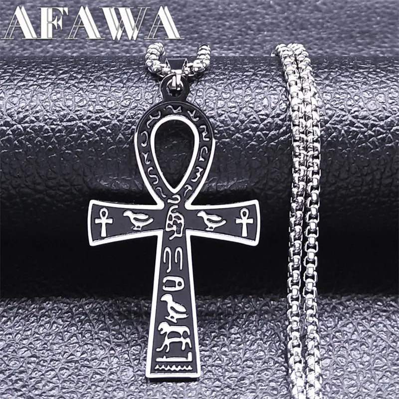 Egyptian Ankh Cross Key Of Life Necklaces for Women/Men Stainless Steel Mythology Chain Necklace Jewelry bijoux homme N3456S02