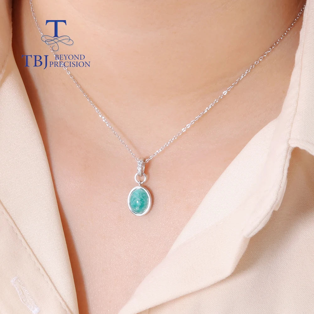 Natural Amazonite Jewelry set 925 sterling pendant Necklace Earrings simple design for women fine jewelry