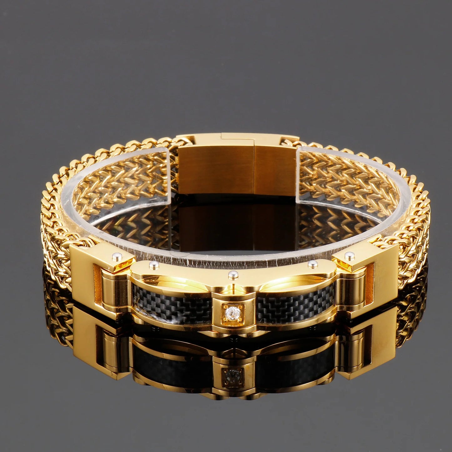 Luxury Gold Color Stainless Steel Link Chain Mesh Bracelets For Men Spulseiras Masculina Metal Male Charm Jewelry Accessory