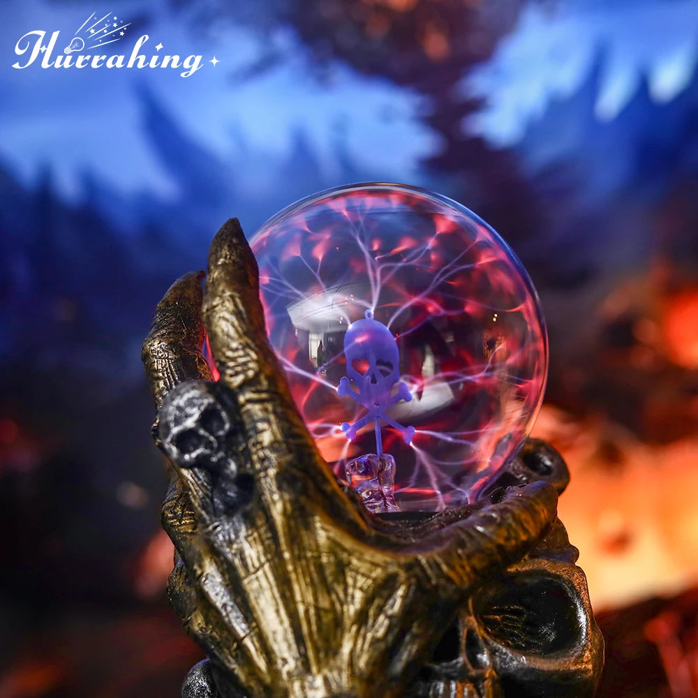 Enchanting Five-fingered Grimace Crystal Plasma Light featuring plasma lightning effect against a mystical background