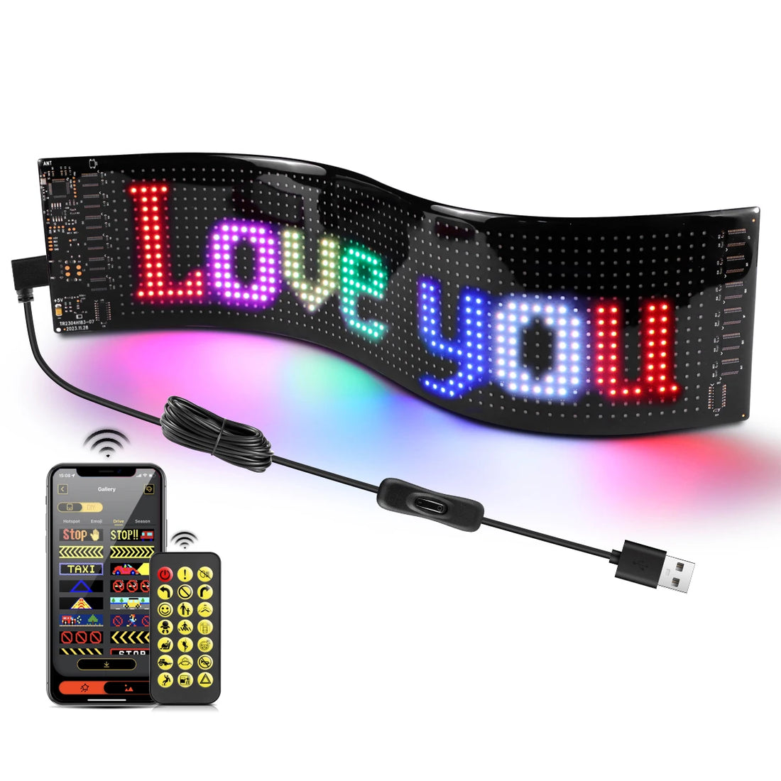 Smart Bluetooth LED Display Screen Message Scrolling Sign Board Ultra-thin Soft Flexible Advertising Light For Store Car Display