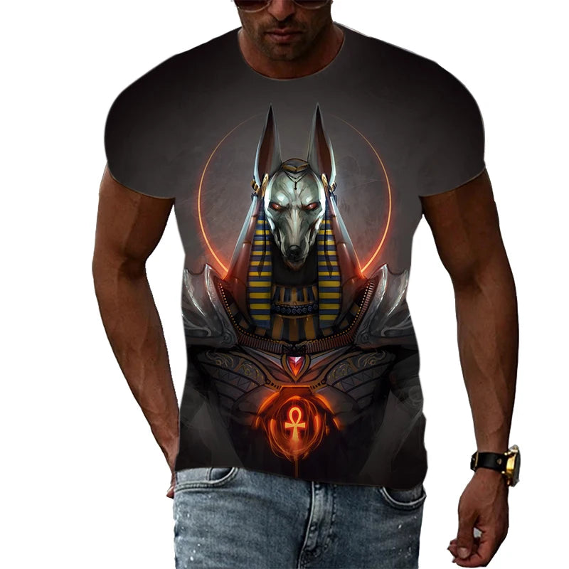 New Fashion Cool Style Anubis 3d Print Men's T Shirt.