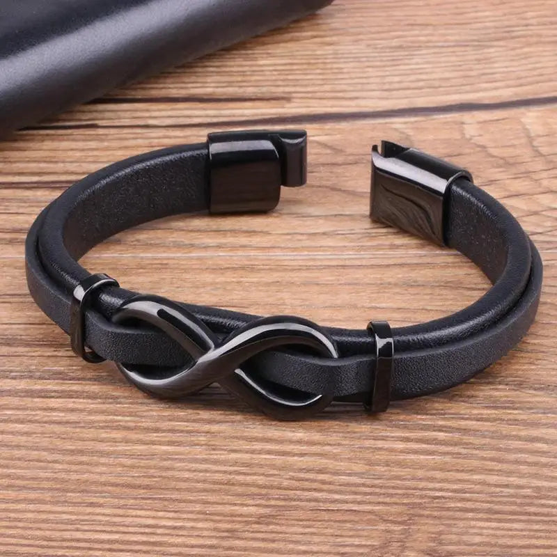 Fashion New Style Leather Bracelet Infinity Logo Special Popular Pattern Men's Bracelet Wrist Chain Valentine's Day Jewelry Gift