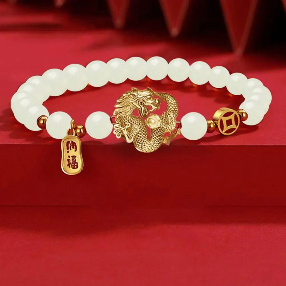 Chinese Year of Dragon Bracelet Lucky Red Bead