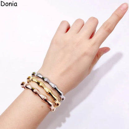 Donia jewelry European and American fashion glossy bamboo titanium steel hidden buckle bracelet luxury bracelet