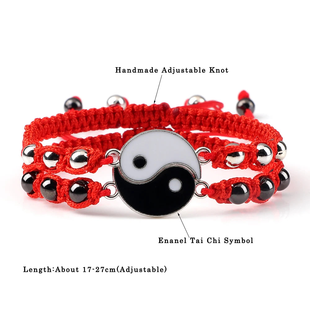 Braided Dragon Tai Chi Yin Yang Couples Bracelets Red Black White Bracelets Matching Lover Bangles Handmade Friendship Jewelry