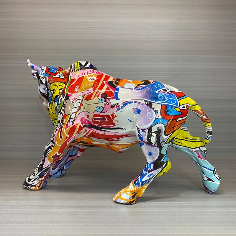 Nordic Creative Wall Street Resin Bull Figurine.