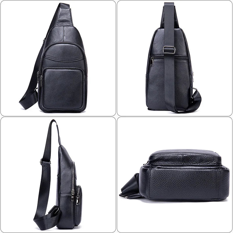 leather chest bag male fashion brand