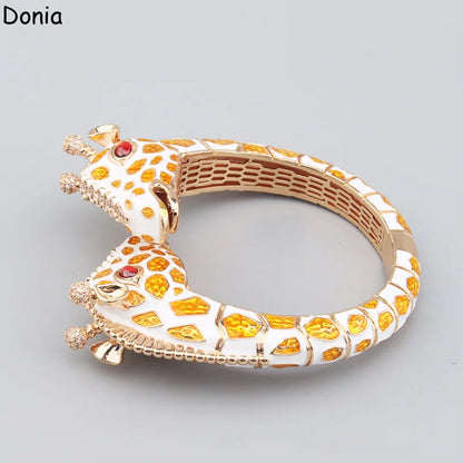 Donia Jewelry European and American fashion giraffe titanium steel micro-set zircon animal luxury bracelet