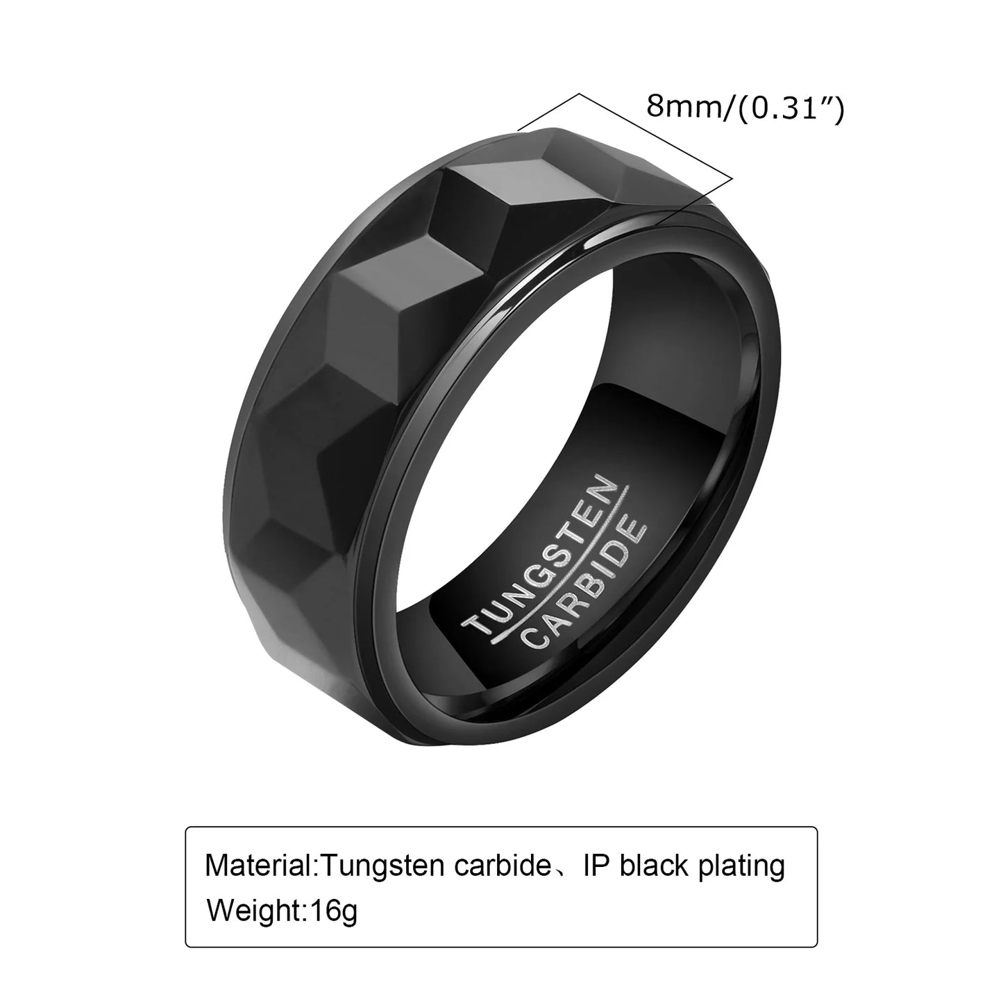 Men Statement Tungsten Rings Black Gold Color High Quality Fashion Male Jewelry Christmas Gift Size 7 8 9 10 11 12