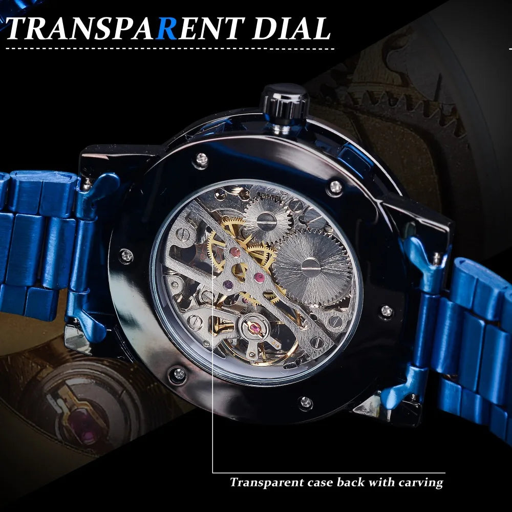 Diamond Mechanical Watch Luminous Gear Movement.