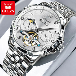 OLEVS 6691 Men's Watch Luxury Business Multi functional Flywheel Lunar Waterproof .