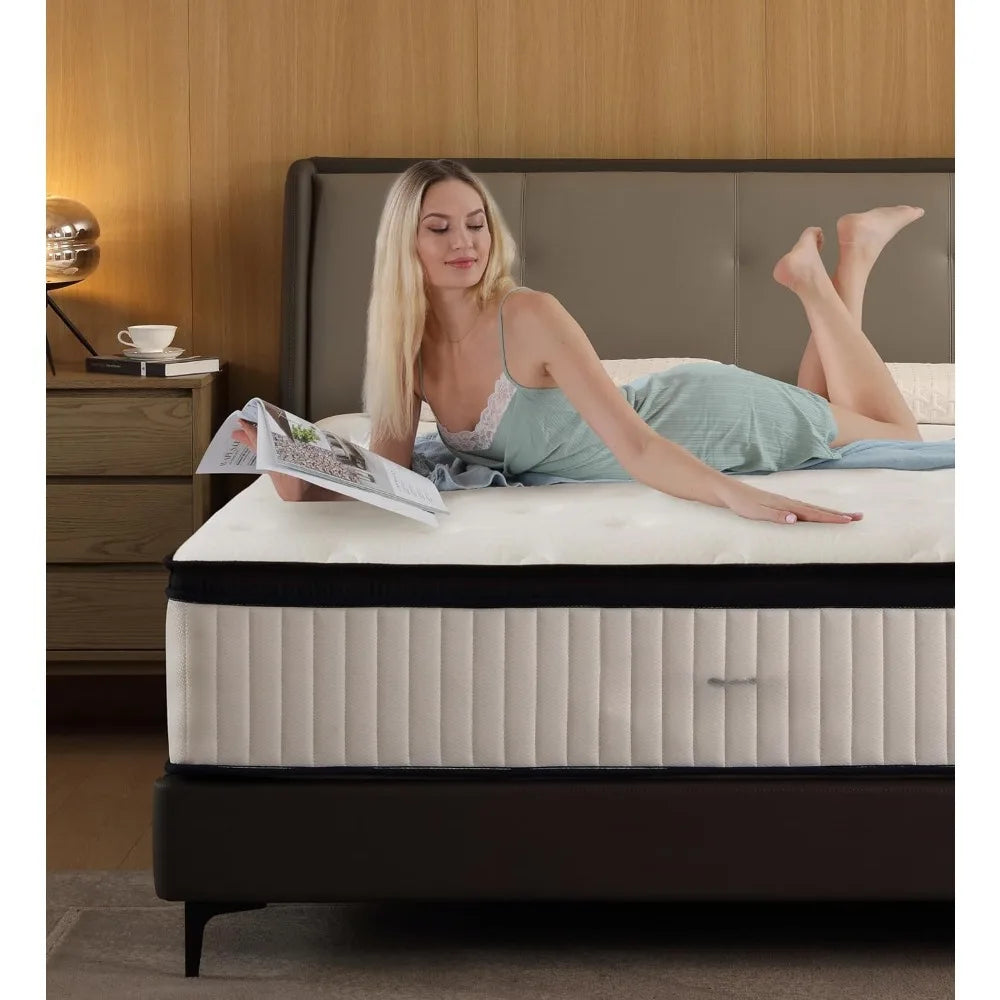 Queen Mattress,12 Inch Queen Size Mattresses Memory Foam Hybrid White Mattress in a Box,Provide Support Improve Sleep Mattresses