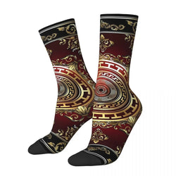 Greek Key Red Medallion Basketball Socks.