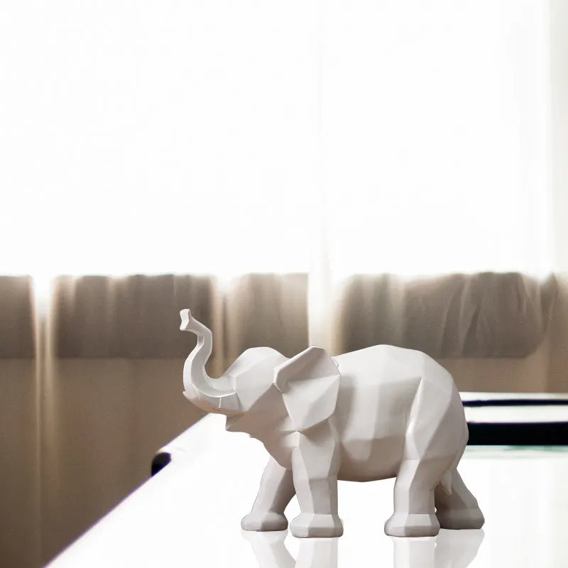 European Resin Black and White Elephant Decoration