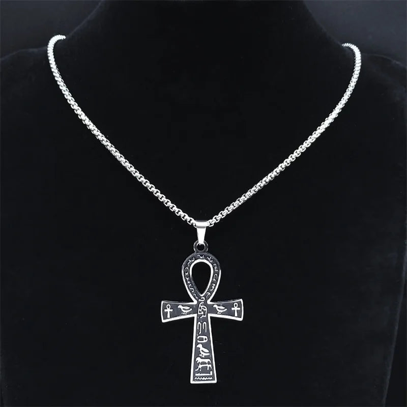 Egyptian Ankh Cross Key Of Life Necklaces for Women/Men Stainless Steel Mythology Chain Necklace Jewelry bijoux homme N3456S02