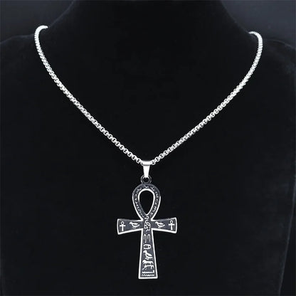 Egyptian Ankh Cross Key Of Life Necklaces for Women/Men Stainless Steel Mythology Chain Necklace Jewelry bijoux homme N3456S02