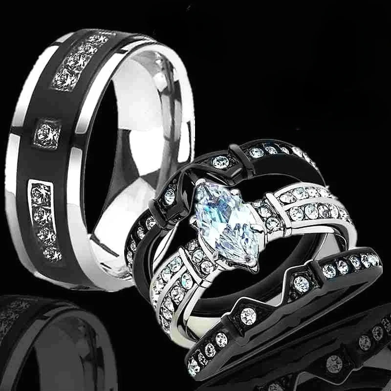 Titanium Steel Black Wedding Rings, perfect for couples.