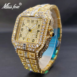 Quartz Watch For Men Gold Stylish Diamond Men's