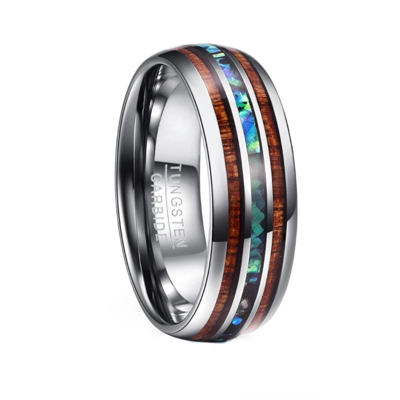 Tungsten Carbide Ring with Hawaiian Wood.