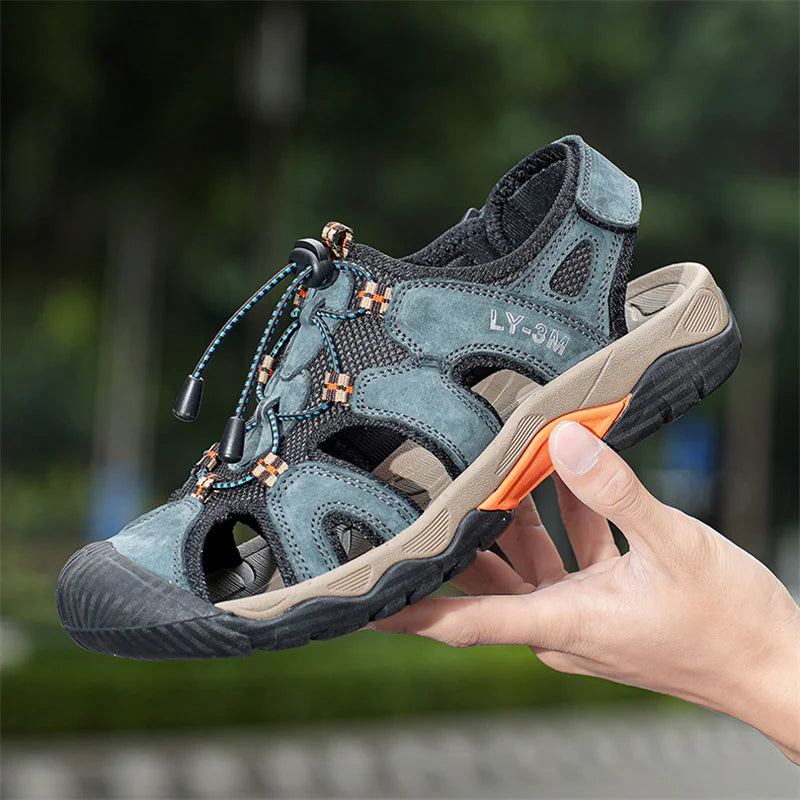 New Fashion Summer Casual Men's Beach Sandals High Quality Sneakers Genuine Leather Sandals Outdoor Men's Sandals Big Size 38-48