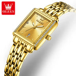 OLEVS 9995 Women's Watch Luxury Elegant Diamond Watch Classic Original Brand Gold Stainless Steel Waterproof Women Quartz Watch