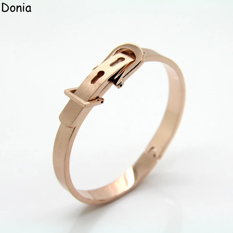 Donia Jewelry European and American Fashion Four-color Belt Buckle Adjustable Titanium Steel Bracelet Lover Bracelet