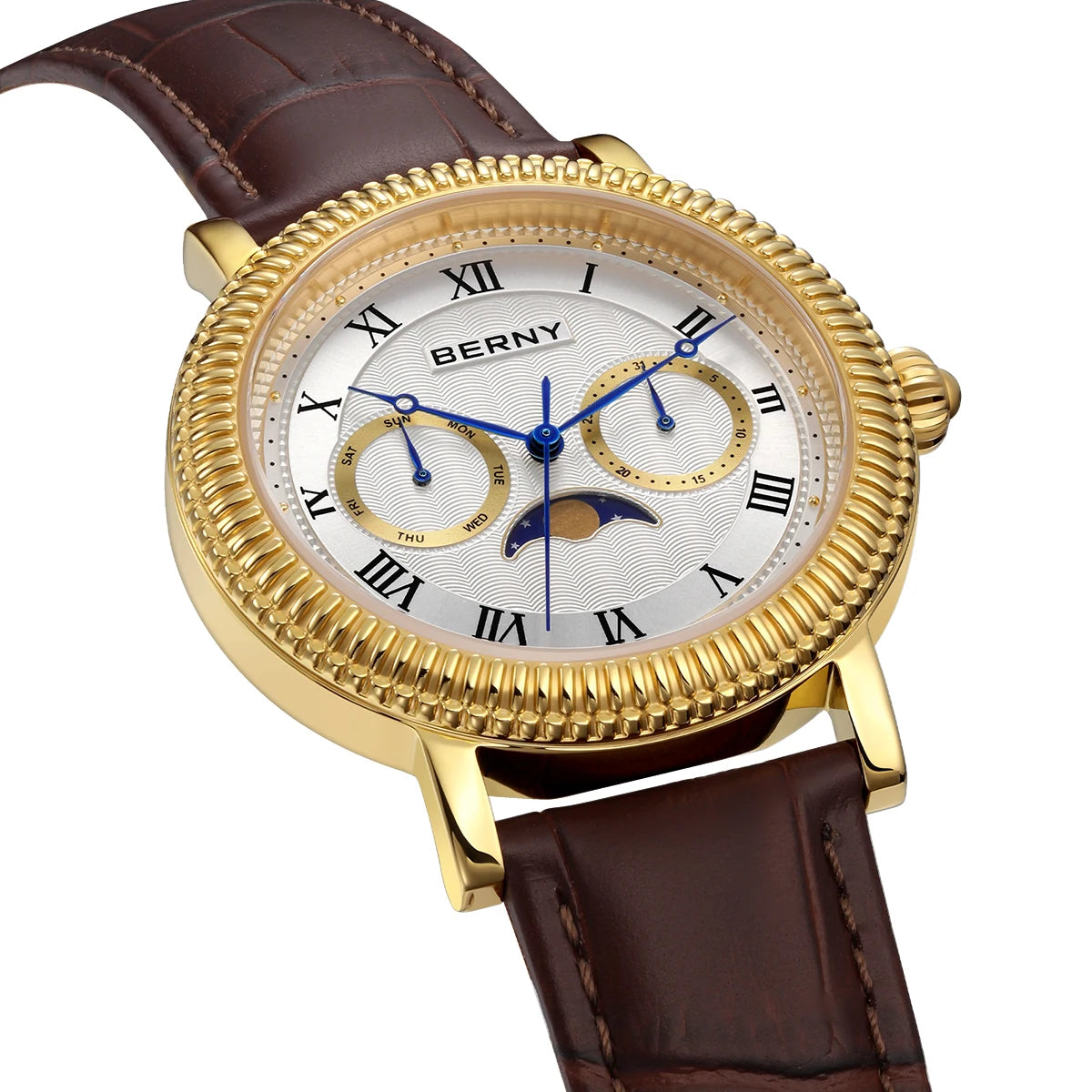 BERNY Men's Luxury Moon Gold Business.