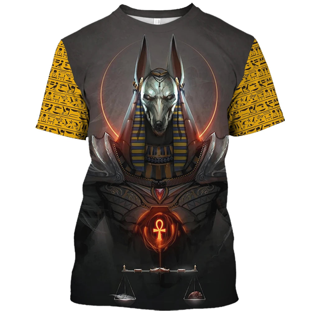 Retro Egyptian Pharaoh Print Summer Men's T-shirt.