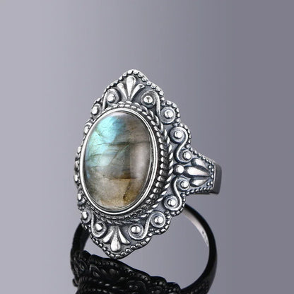 Silver Ring Oval Natural for Women.