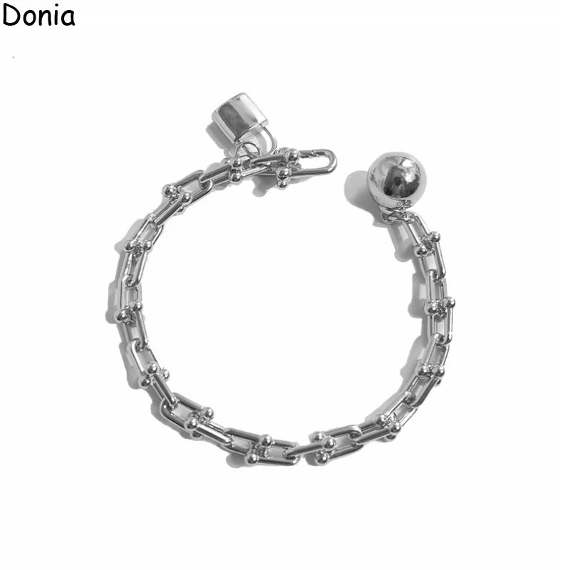 Donia jewelry European and American fashion small ball bamboo single circle chain titanium steel bracelet luxury gift