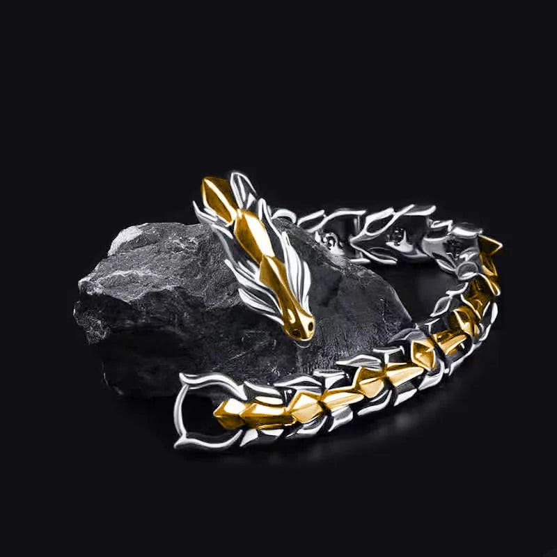 Vintage Mens Jewellery Hip Hop Punk Head Dragon Lin Bracelet Retro Exaggerated Dragon Bracelet Jewelry Men&