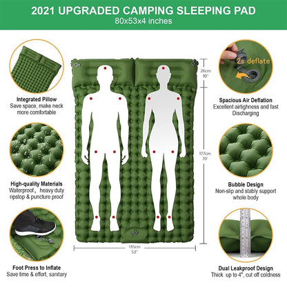 Camping Inflatable Mattress Couple Portable Sleeping Air Matt Double Tent Camping Air matt with Camp Pillow for Tourism Hiking