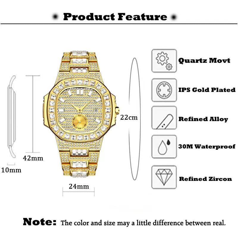 Men's Luxury PLADEN Brand Quare Watch