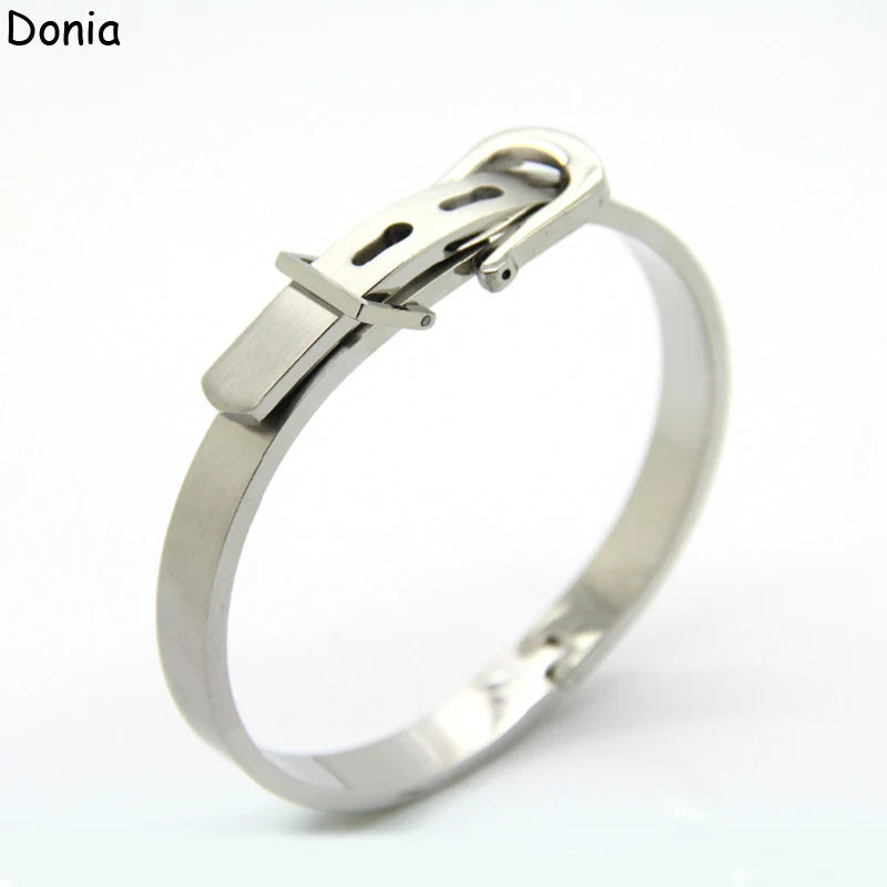 Donia Jewelry European and American Fashion Four-color Belt Buckle Adjustable Titanium Steel Bracelet Lover Bracelet