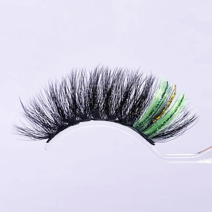 New glitter ombre Colored Lashes 20MM Mink Lashes Wholesale Dramatic Colorful Natural Eyelashes Extension Make up Fake Eyelashes