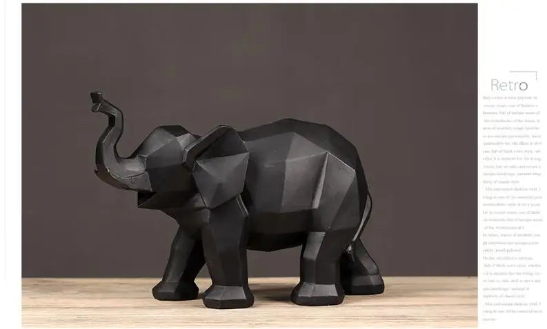 European Resin Black and White Elephant Decoration