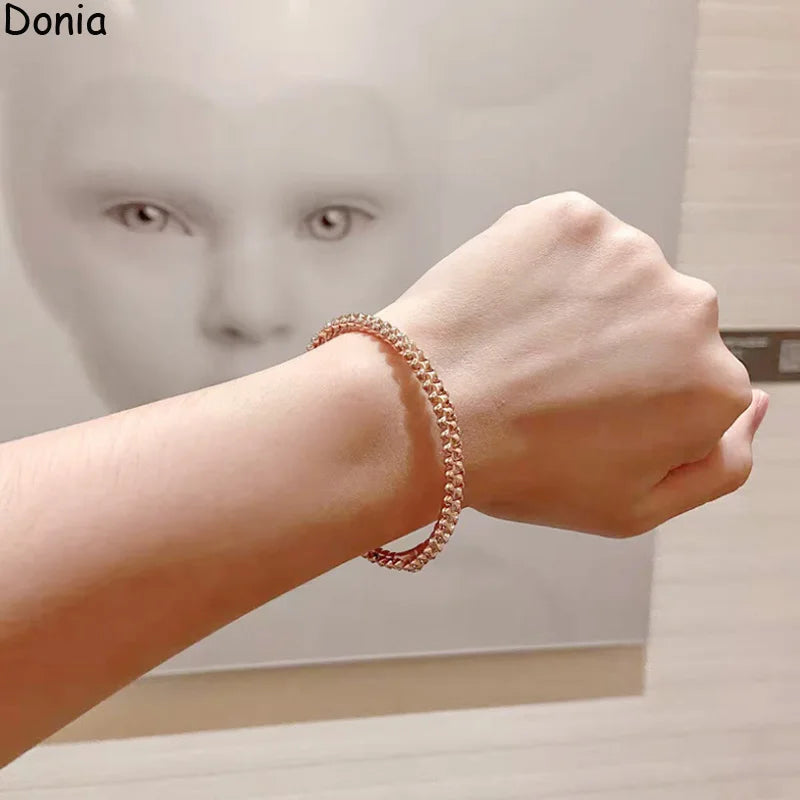 Donia jewelry new European and American fashion glossy rivet titanium steel luxury retro bracelet