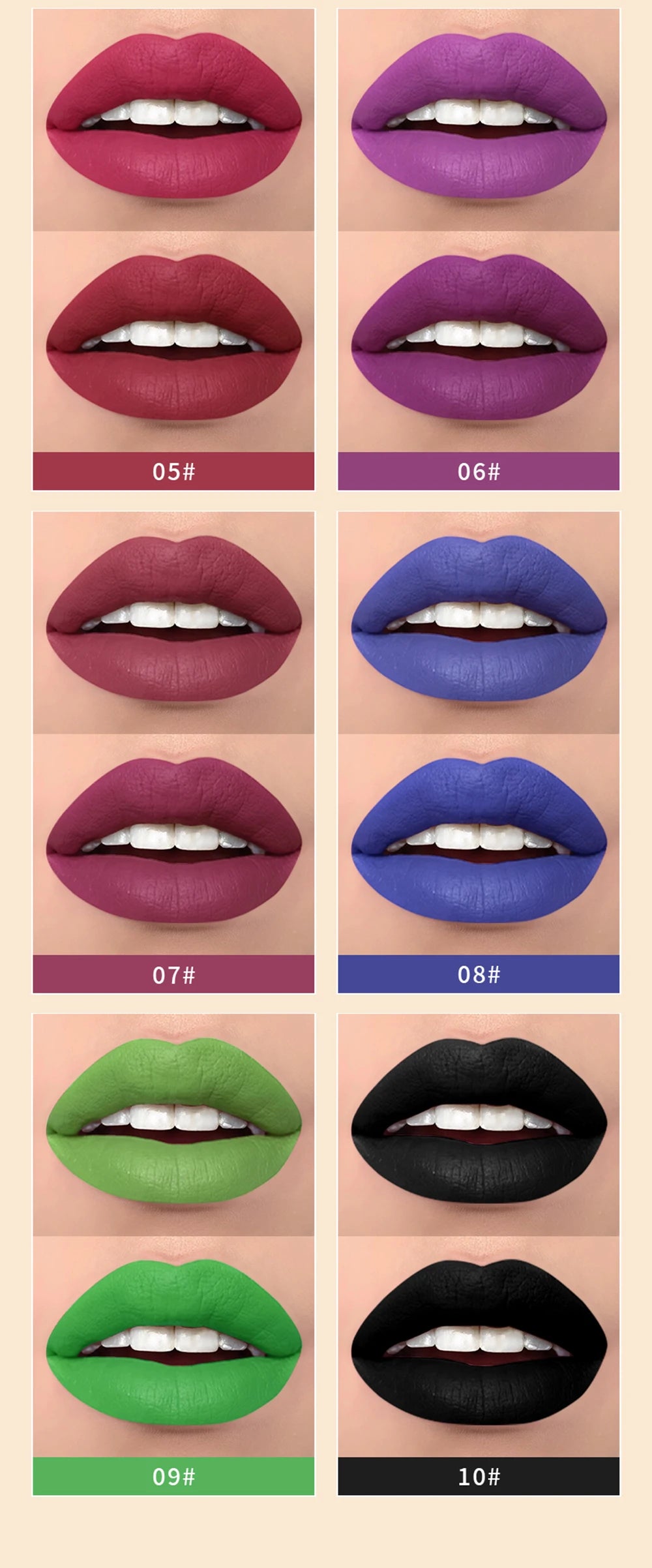 10 Colors 2 in 1 Matte Lipstick Lip.