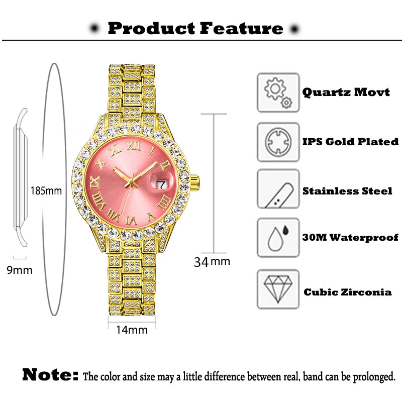 Pink Women Watch Luxury Small Face.