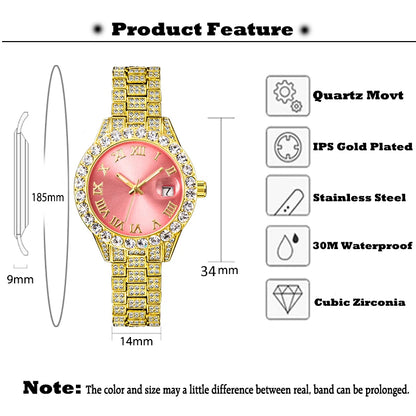 Pink Women Watch Luxury Small Face.