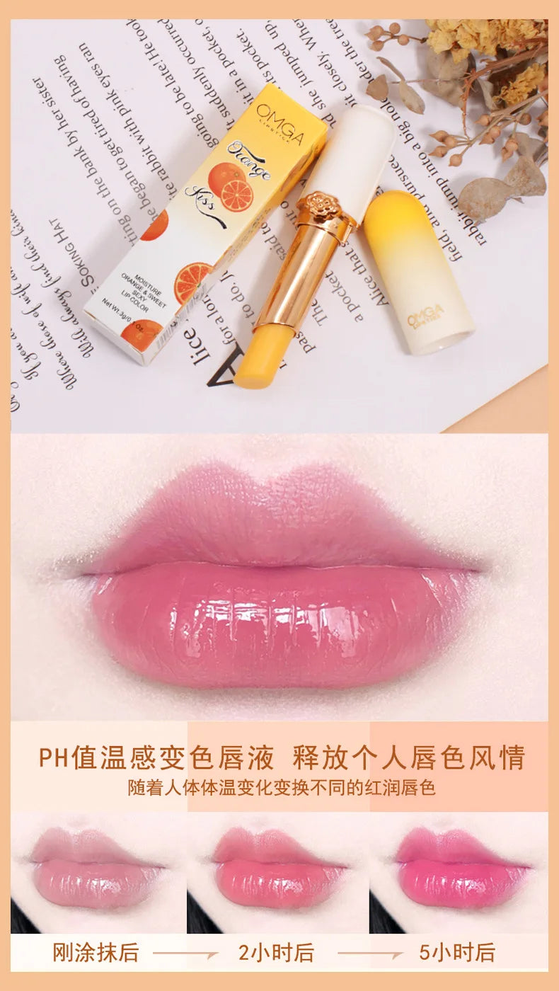 Peach Color Lip Balm Crystal Temperature Change Lipstick Girl Moisturizing LongLasting Lip Gloss Makeup Lip Care Repair Cosmetic