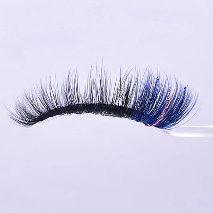 New glitter ombre Colored Lashes 20MM Mink Lashes Wholesale Dramatic Colorful Natural Eyelashes Extension Make up Fake Eyelashes