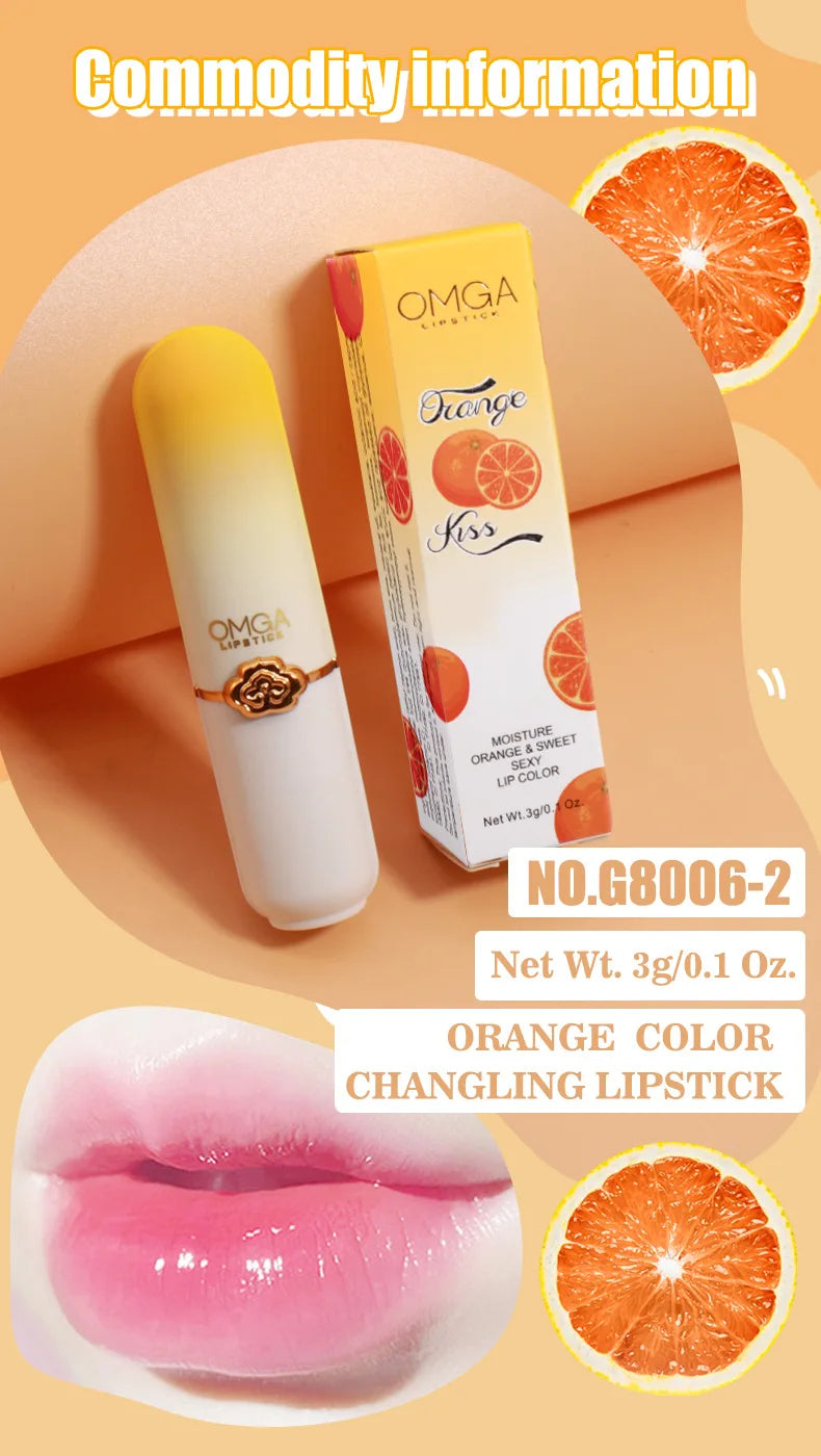 Peach Color Lip Balm Crystal Temperature Change Lipstick Girl Moisturizing LongLasting Lip Gloss Makeup Lip Care Repair Cosmetic