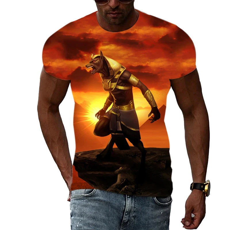 New Fashion Cool Style Anubis 3d Print Men's T Shirt.