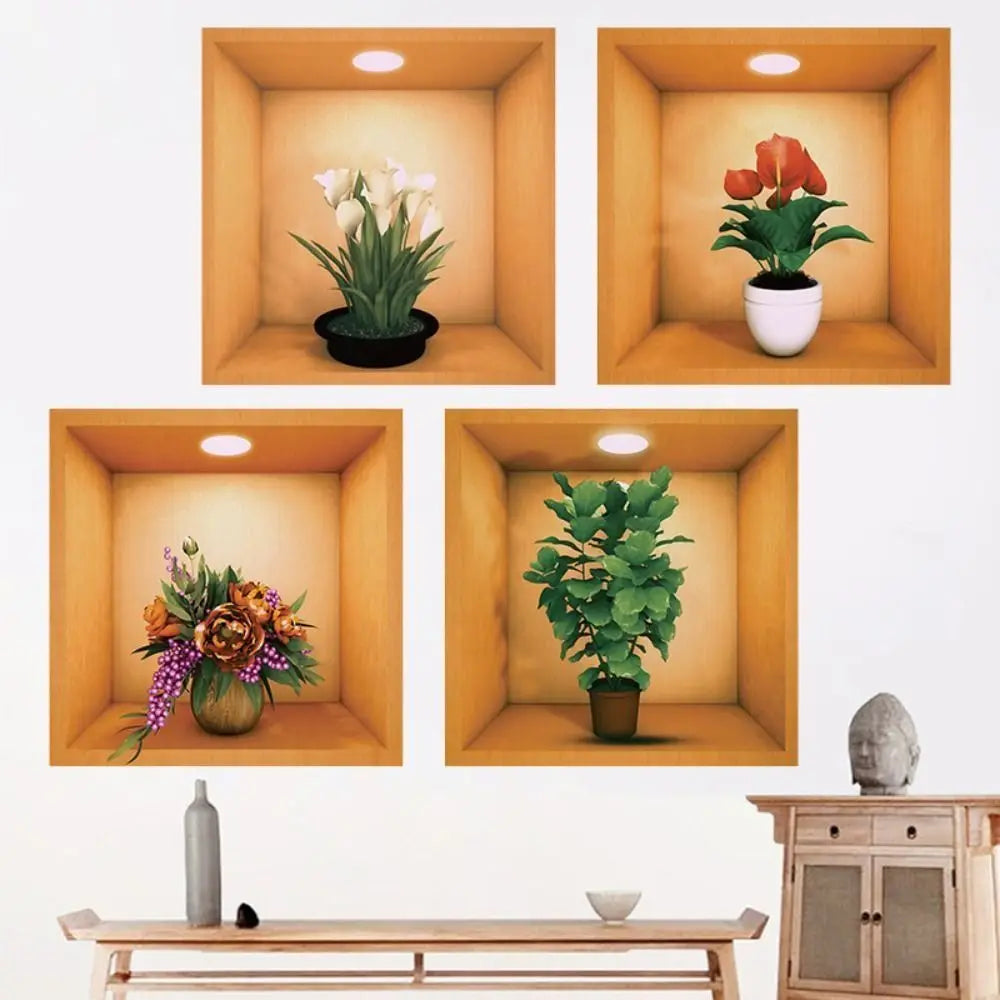 PVC Creative Green Plant Simulate 3D Wallpapers.